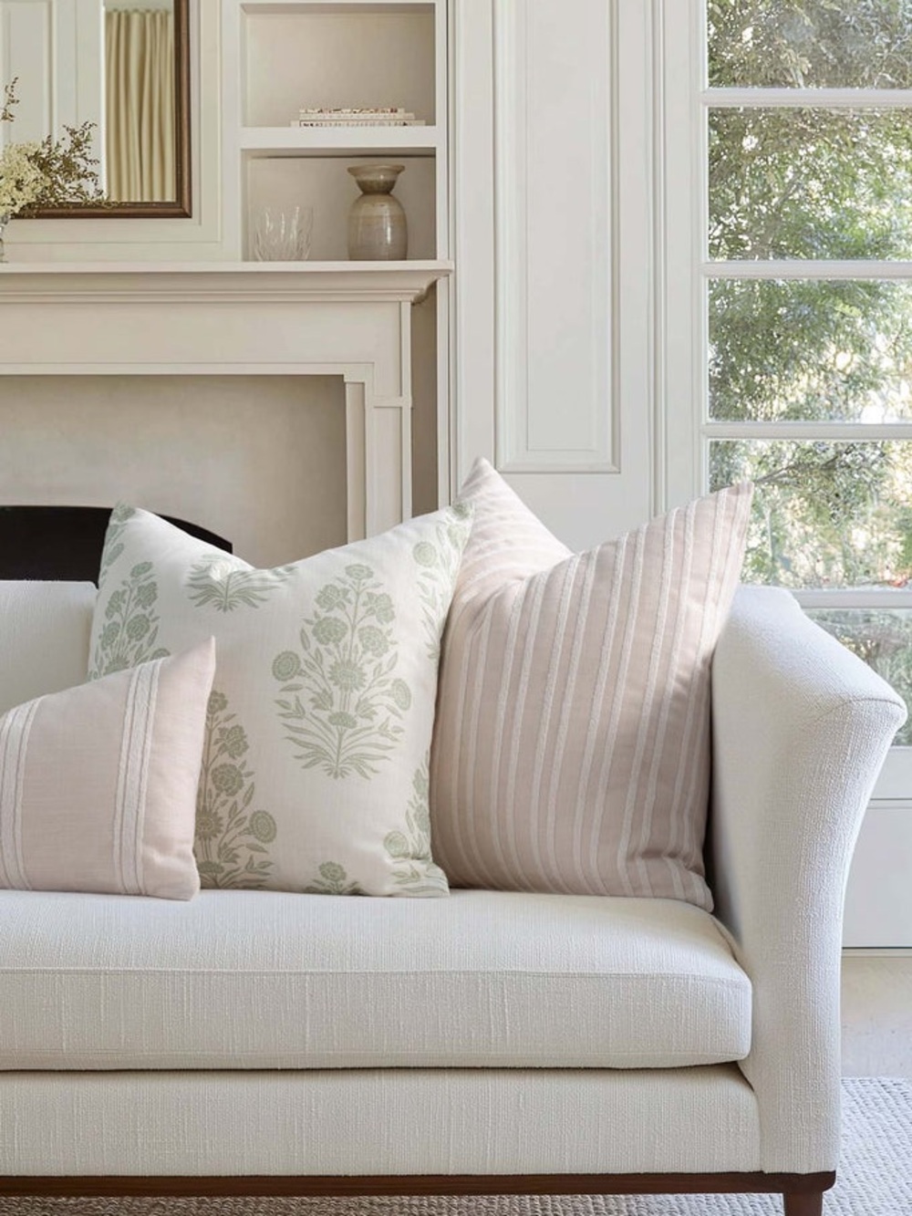 Calista Indoor Outdoor Throw 2/ Pillow Covers | Floral, Neutral, 20"x20"